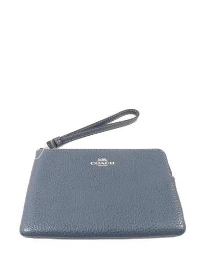 Pre-owned Coach Vintage Pebbled Leather Clutch Bag In Blue