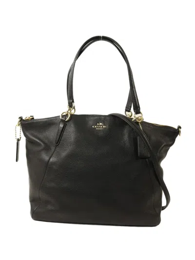 Pre-owned Coach Vintage Pebbled Leather Tote Bag In Black
