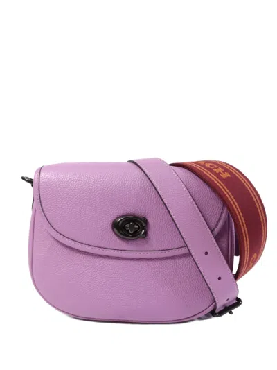 Pre-owned Coach Vintage Pebbled Turn-lock Shoulder Bag In Purple