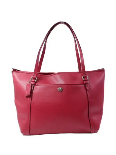 Pre-owned Coach Vintage Peyton Pocket Tote Bag In Red
