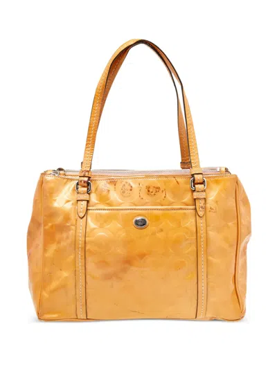 Pre-owned Coach Vintage  Peyton Op Art Debossed Leather Tote Bag