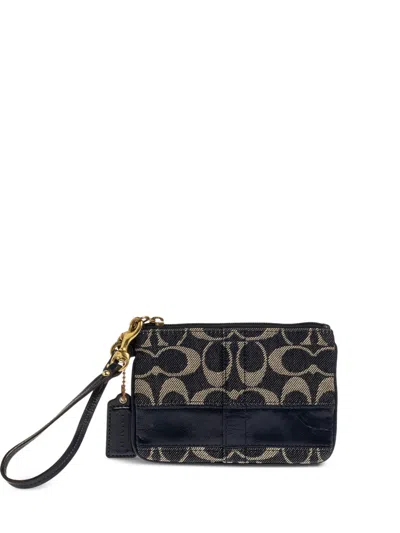 Pre-owned Coach Vintage  Signature-pattern Wristlet Mini Bag