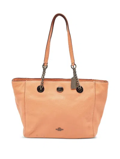 Pre-owned Coach Vintage  Turnlock Leather Tote Bag