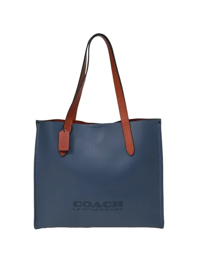 Pre-owned Coach Vintage Relay Leather Tote Bag In Blue