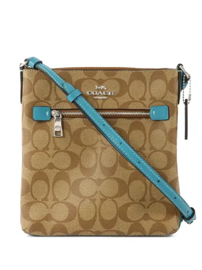 Pre-owned Coach Vintage Signature Coated Canvas Shoulder Bag In Neutrals