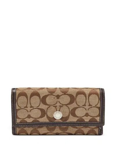 Pre-owned Coach Vintage Signature Coated-canvas Wallet
