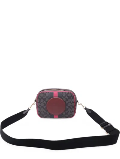 Pre-owned Coach Vintage Signature Jacquard Mini Dempsey Camera Bag In Grey