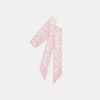 Coach Vintage Signature Print Silk Skinny Scarf In Soft Pink