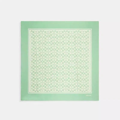 Coach Vintage Signature Print Silk Square Scarf In Pale Pistachio