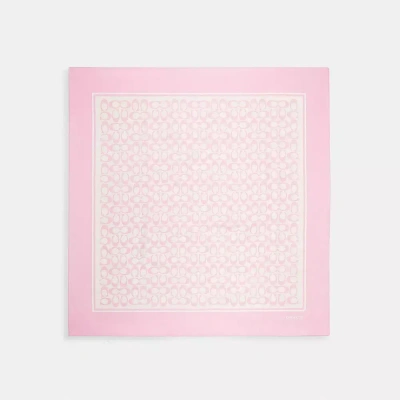 Coach Vintage Signature Print Silk Square Scarf In Soft Pink