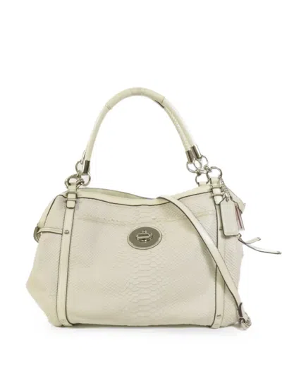 Pre-owned Coach Vintage Snake-effect Turn-lock Shoulder Bag In Neutral