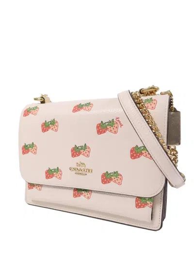 Pre-owned Coach Vintage Strawberry-print Shoulder Bag In Neutral