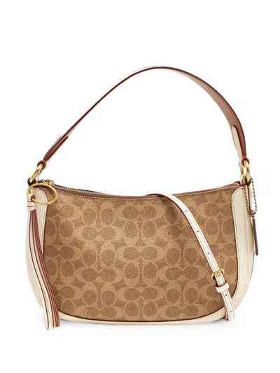 Pre-owned Coach Vintage Sutton Signature Monogram Crossbody Bag In Neutral