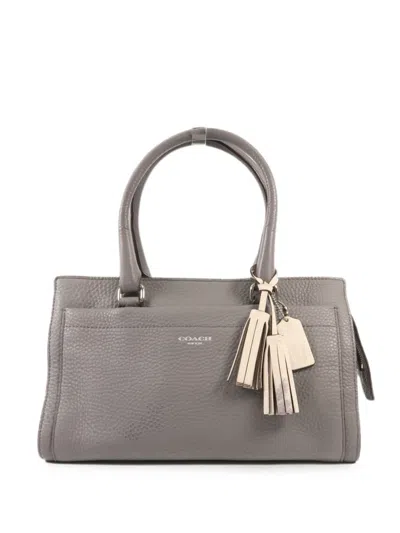 Pre-owned Coach Vintage Tassel-detail Leather Tote Bag In Gray