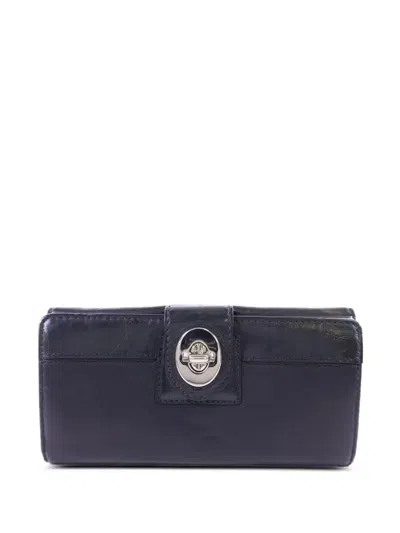 Pre-owned Coach Vintage Turn-lock Bi-fold Wallet In Black