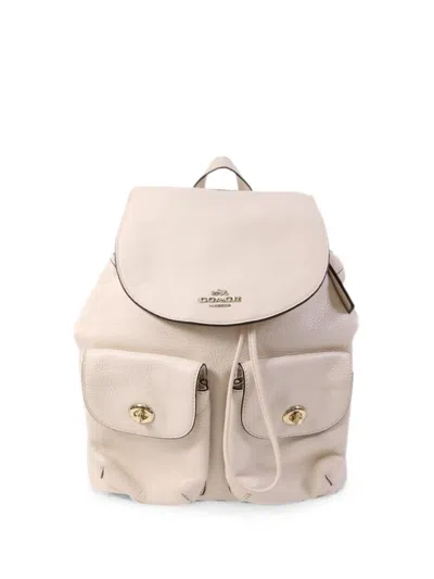Pre-owned Coach Vintage Turn-lock Leather Backpack In Neutral