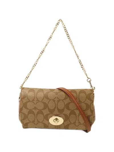 Pre-owned Coach Vintage Turn-lock Leather Mini Bag In Neutrals