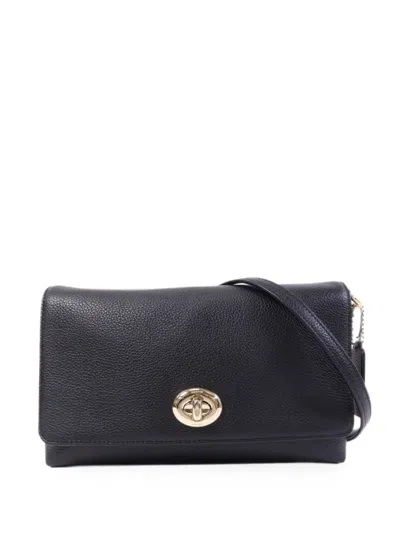Pre-owned Coach Vintage Turn-lock Shoulder Bag In Black