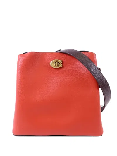 Pre-owned Coach Vintage Willow Turn-lock Bucket Bag In Red