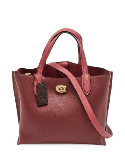 Pre-owned Coach Vintage Willow Turn-lock Tote Bag In Red