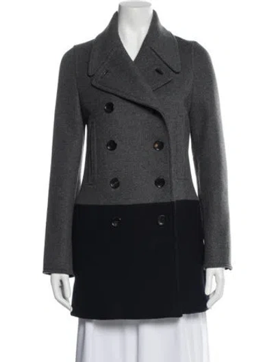 Pre-owned Coach Virgin Wool Peacoat In Gray