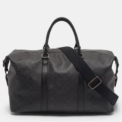 Pre-owned Coach Voyager 52 Black Signature Coated Canvas And Leather Bag