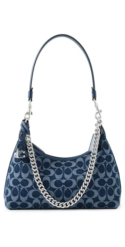 Coach Washed Denim Signature Juliet Shoulder Bag Lh/deep Blue Multi
