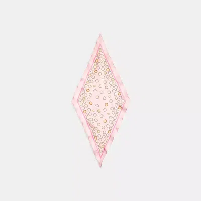 Coach Waterfall Tea Rose Print Silk Diamond Scarf In Pink