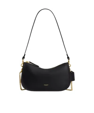 Coach Waverly Leather Shoulder Bag In Black