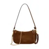 Coach Suede Shoulder Bag Chain Detail In Brown