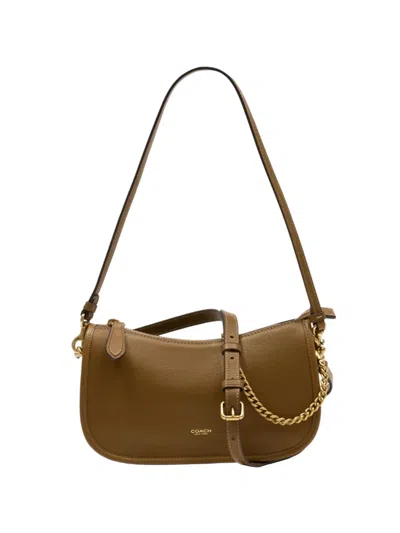 Coach Waverly Leather Shoulder Bag In Brown