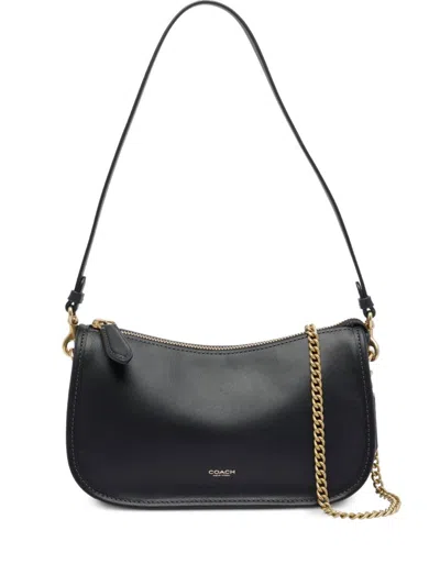 Coach Waverly Leather Shoulder Bag In Black