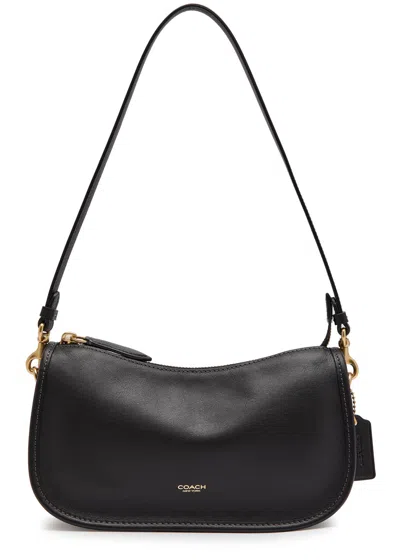 Coach Waverly Leather Shoulder Bag In Black