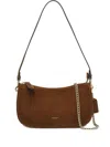 Coach Suede Shoulder Bag Chain Detail In Brown