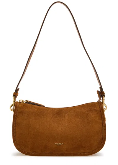 Coach Waverly Suede Shoulder Bag In Brown