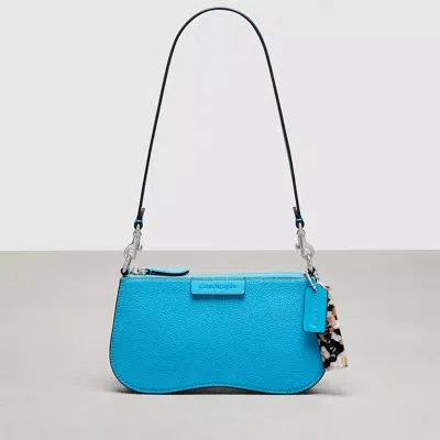 Coach Wavy Baguette Bag In Pebbled Topia Leather In Surf Blue