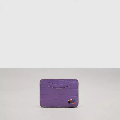 Coach Wavy Card Case In Croc Embossed Topia Leather In Iris