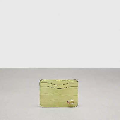 Coach Wavy Card Case In Croc Embossed Topia Leather In Pale Lime