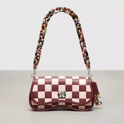 Coach Wavy Dinky Bag In Checkerboard Upcrafted Leather In Red