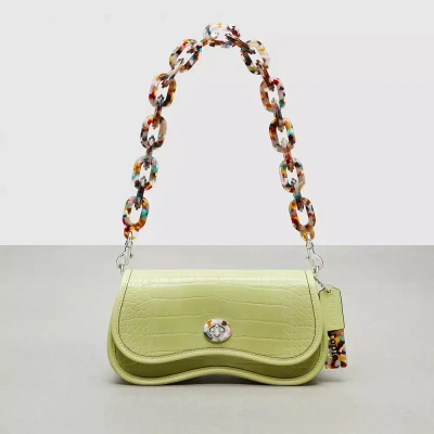 Coach Wavy Dinky Bag In Croc Embossed Topia Leather In Pale Lime