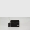 Coach Wazy Zip Card Case With Key Ring In Topia Leather In Black