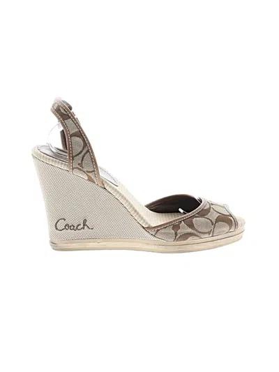 Pre-owned Coach Wedges In Gray