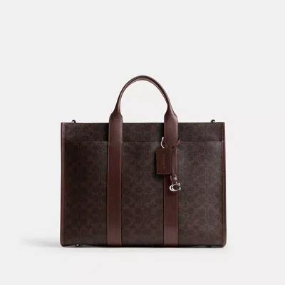 Coach Wesley Tote In Signature Canvas In Brown