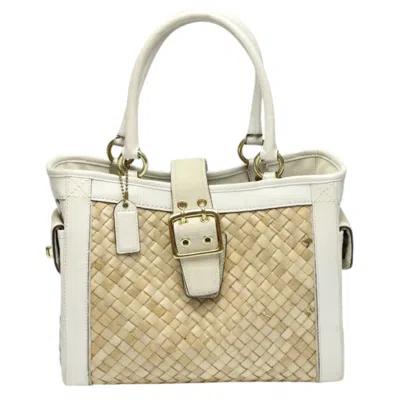 Pre-owned Coach White Leather Handbag Tote Bag ()