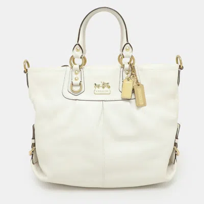 Coach White Leather Julianne Tote In Neutral