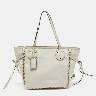 Pre-owned Coach White Leather Whiplash Tatum Tote