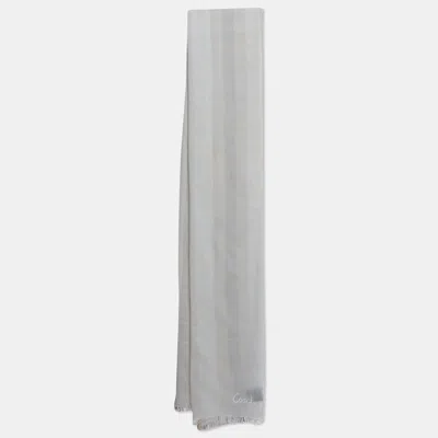 Pre-owned Coach White Striped Cotton Blend Scarf
