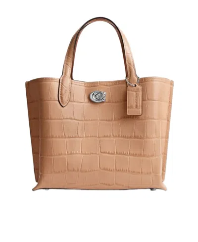 Coach Willow 24 Leather Tote Bag In Nude