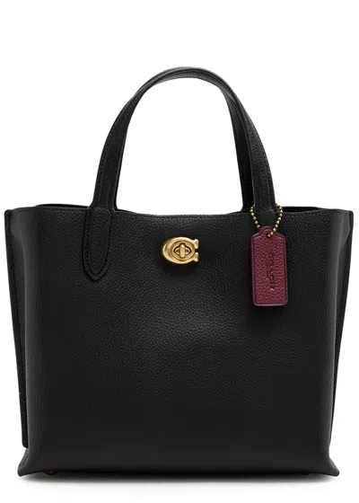 Coach Willow 24 Leather Tote In Black