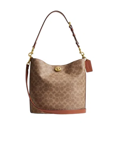 Coach Willow Bucket Bag And Shoulder Bag In Brown